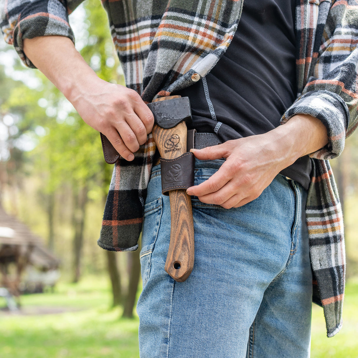 BeaverCraft Bushcraft Hatchet with Leather Sheath