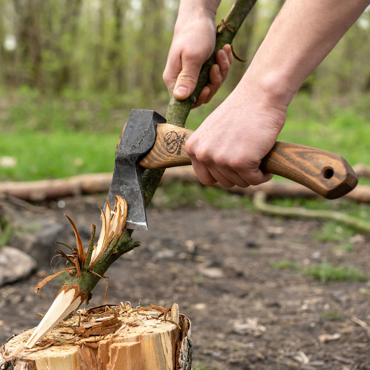 BeaverCraft Bushcraft Hatchet with Leather Sheath